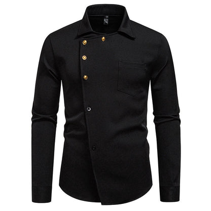 Herren Hemd Modern Asymmetrisch Knopf Detail