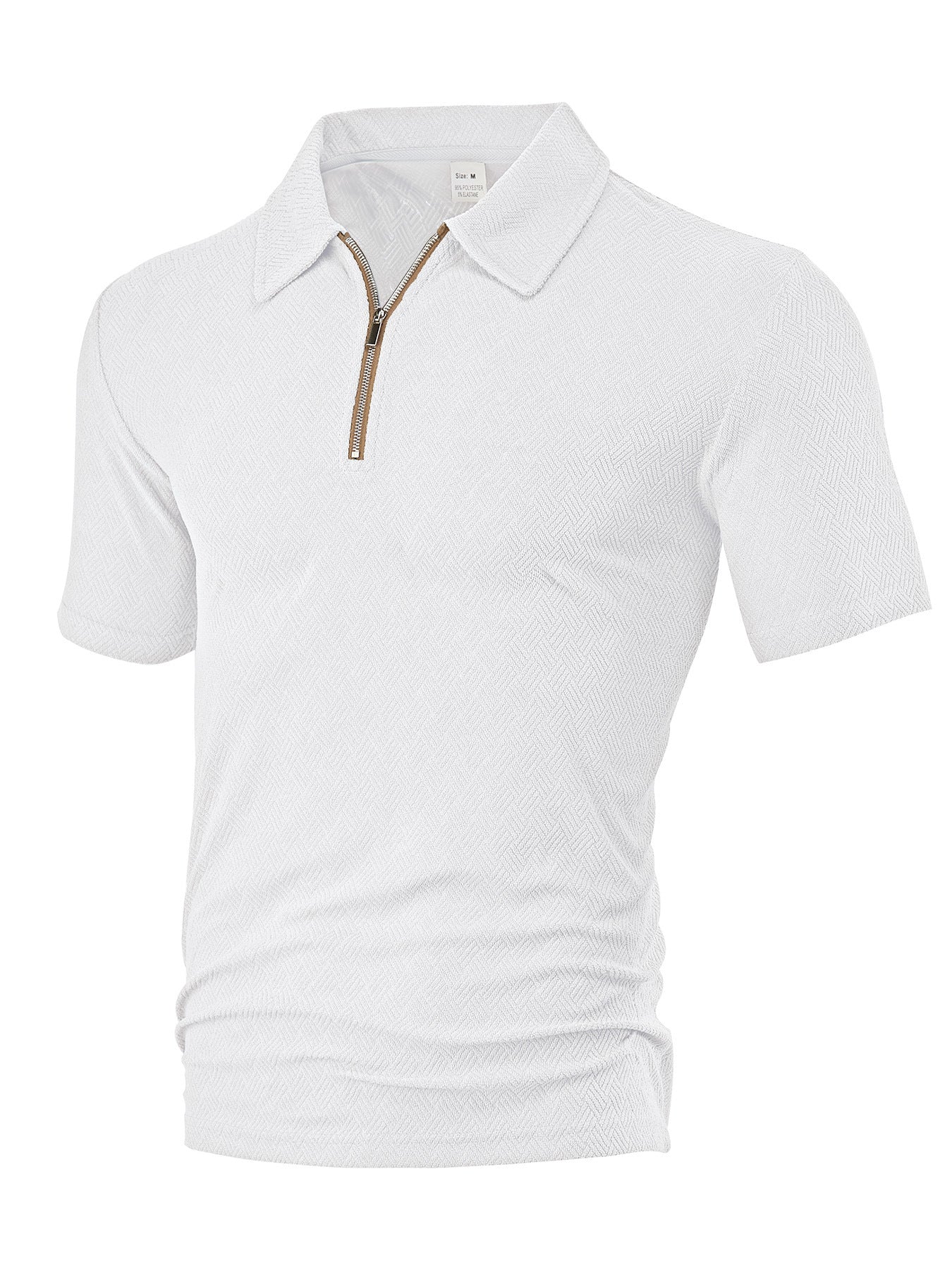 Herren Poloshirt Strukturiert Modern Reißverschluss