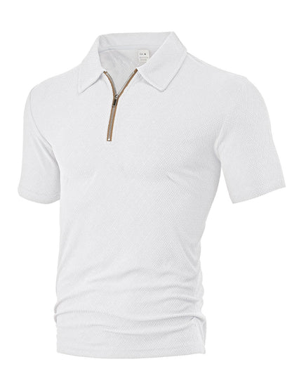 Herren Poloshirt Strukturiert Modern Reißverschluss