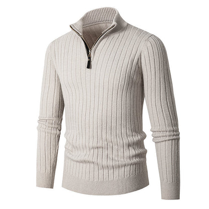 Herren Strickpullover Elegant mit Reißverschluss und Rippenbündchen