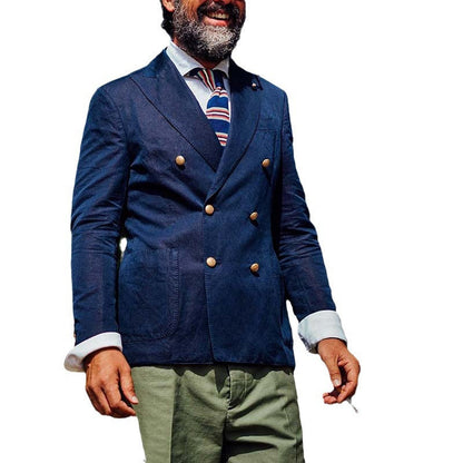 Herren Blazer Doppelreiher Elegant Baumwolle Modern