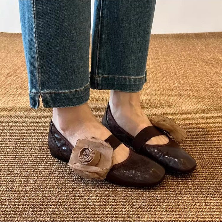 Damen Ballerinas Blumen Elegant Flexibel