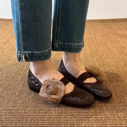 Damen Ballerinas Blumen Elegant Flexibel