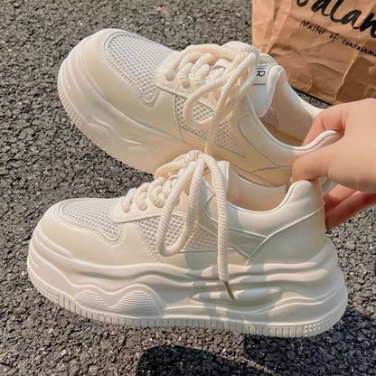 Damen Plateau Sneaker Atmungsaktiv Mode Schuhe