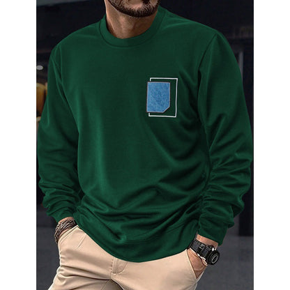 Herren Pullover Lässig Rundhals mit Tasche Modern