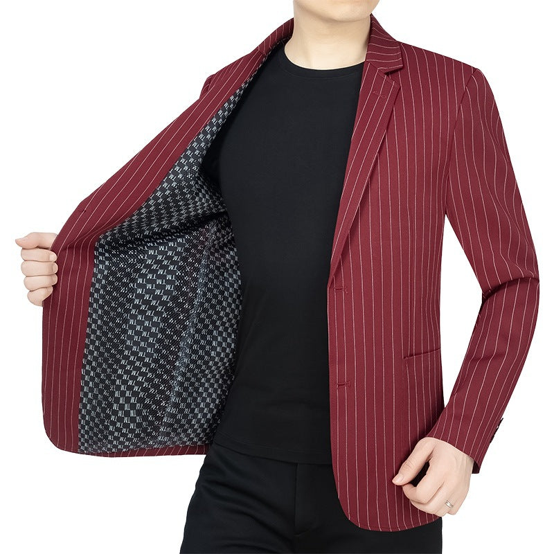 Herren Blazer Jacke Streifen Muster Elegant Slim Fit
