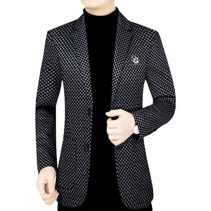 Herren Anzugjacke Schachbrettmuster Modern Slimfit