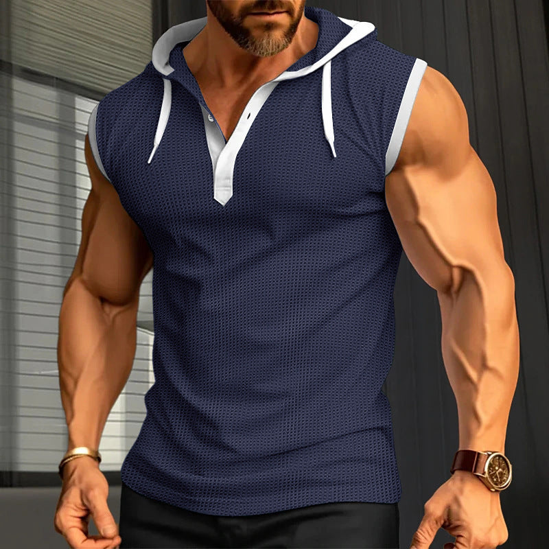 Herren Kapuzenshirt Ärmellos Sportlich Modern