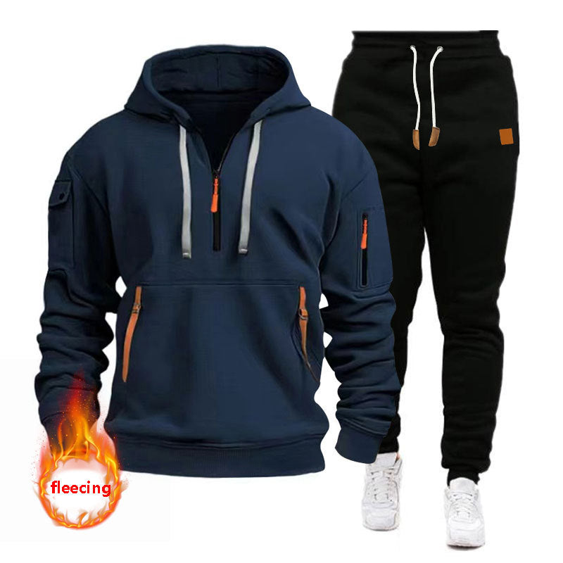 Herren Hoodie-Set Sportlich mit Taschen Atmungsaktiv