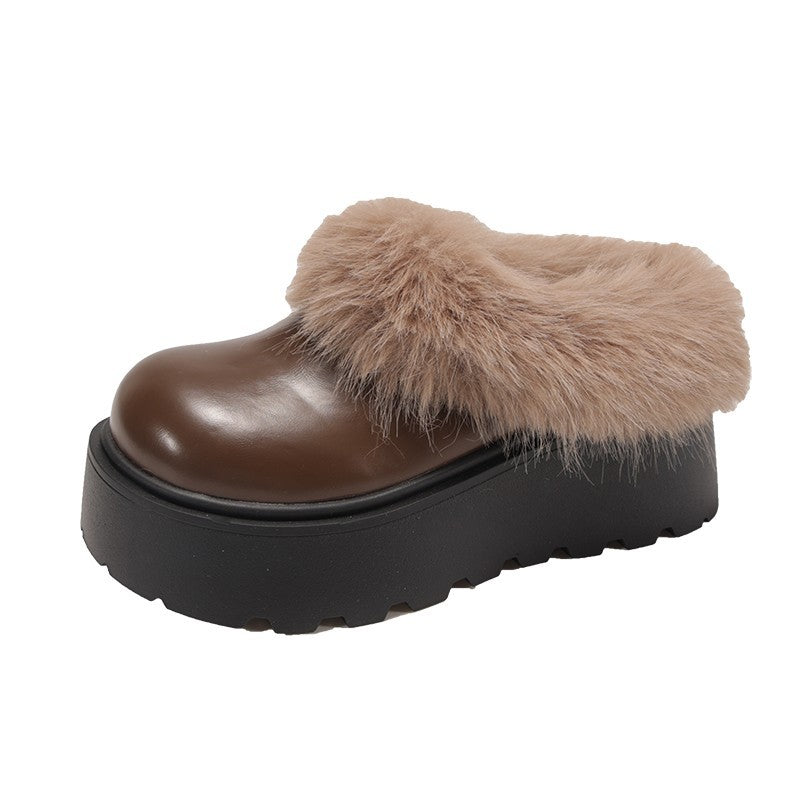 Damenschuhe Plateau Plüschgefüttert Rutschfest Winter
