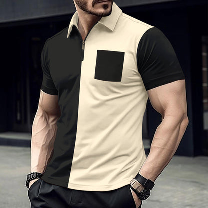 Herren Polohemd Kurzarm Farbblock Design Modern