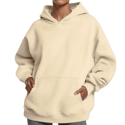 Damen Kapuzenpullover Weich Fleece Lockere Passform