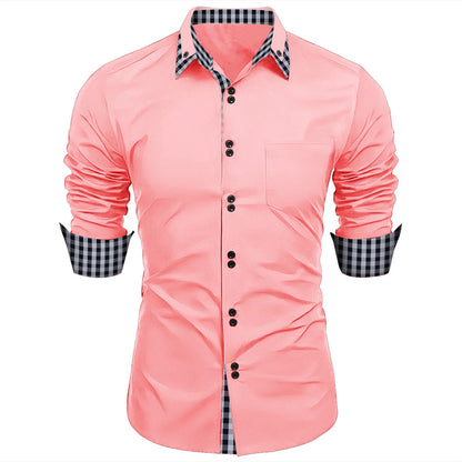 Elegantes Herrenhemd Langarm Kontrastkragen Modern