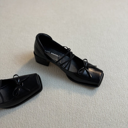 Damen Ballerinas Elegante Schnürung Schleifen Detail