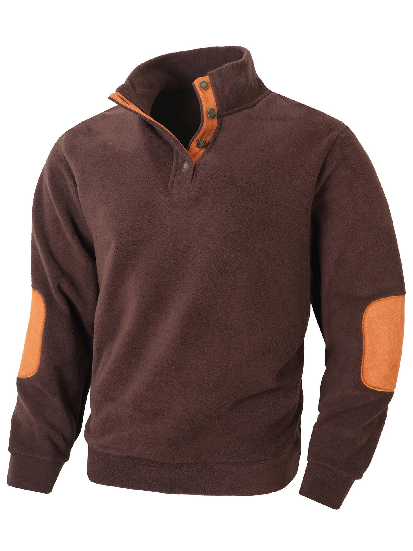Herren Fleece Pullover Modern Stehkragen Kontrastfarben