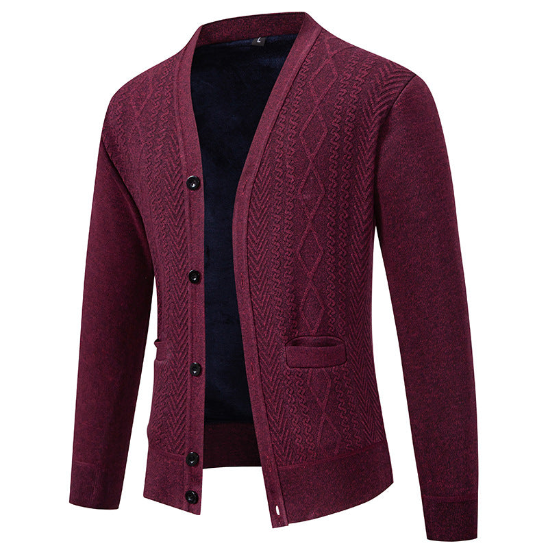Herren Strickjacke Strukturiert Knopfverschluss Modern