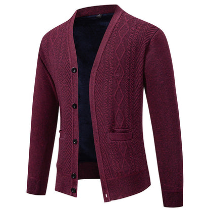 Herren Strickjacke Strukturiert Knopfverschluss Modern