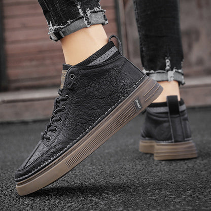 Damen High-Top Sneaker Leder Schwarz Elegantes Design
