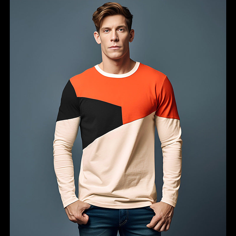 Herren Langarmshirt Baumwolle Farbblock Modern Geschäftlich - BerlinGlamour