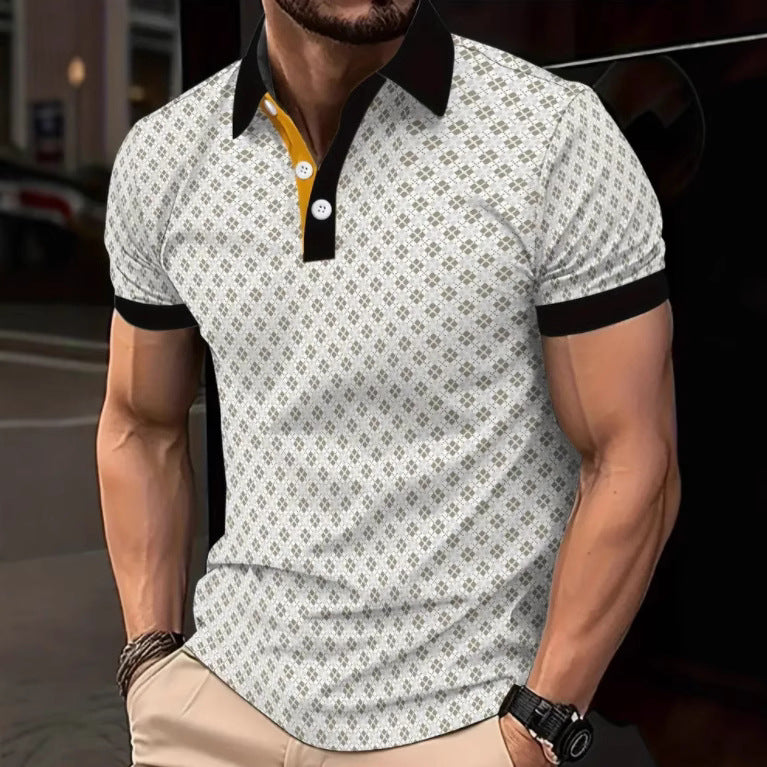 Herren Poloshirt mit Kontrastdetails Modern Strukturiert