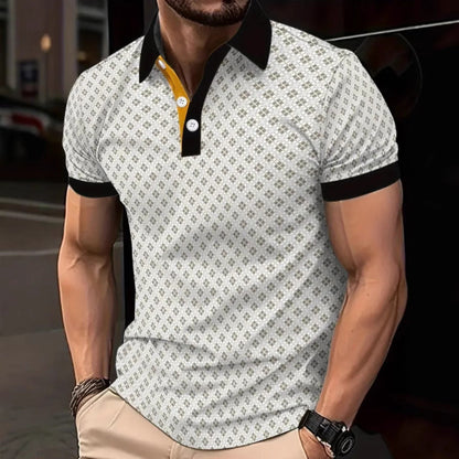 Herren Poloshirt mit Kontrastdetails Modern Strukturiert