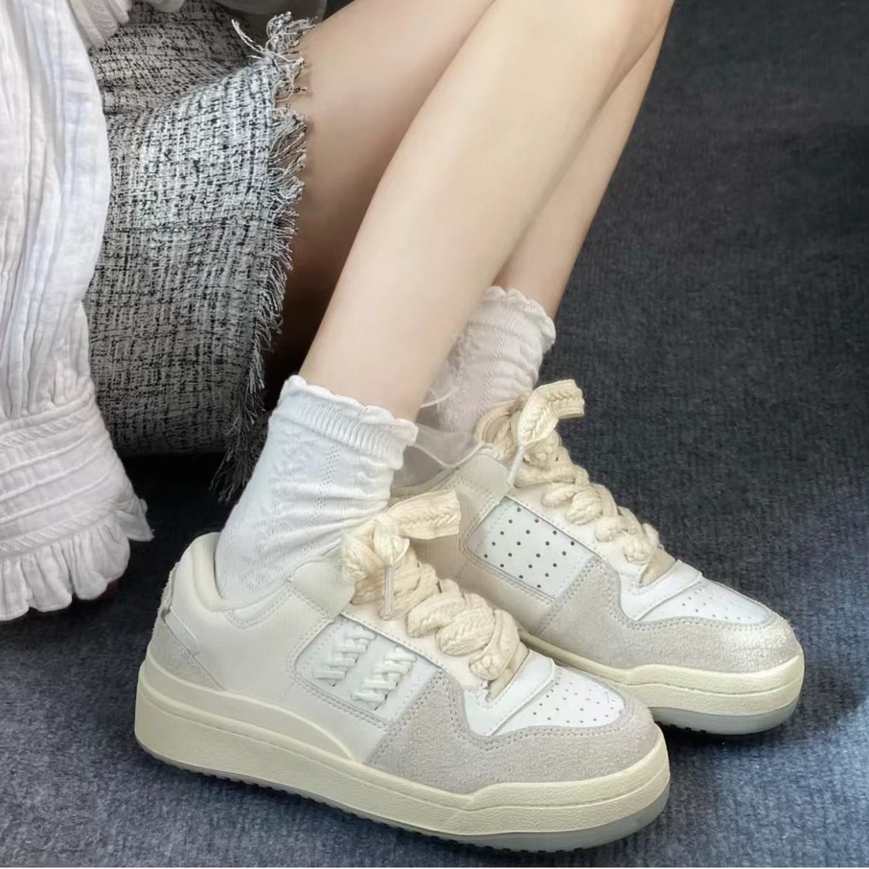 Damen Sneaker Bequem Schnürsenkel Sportlich