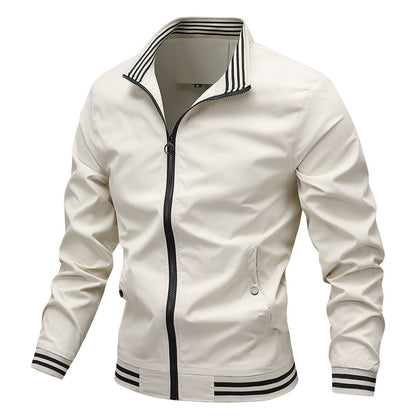 Herren Übergangsjacke Sportlich Streifen Kragen Modern