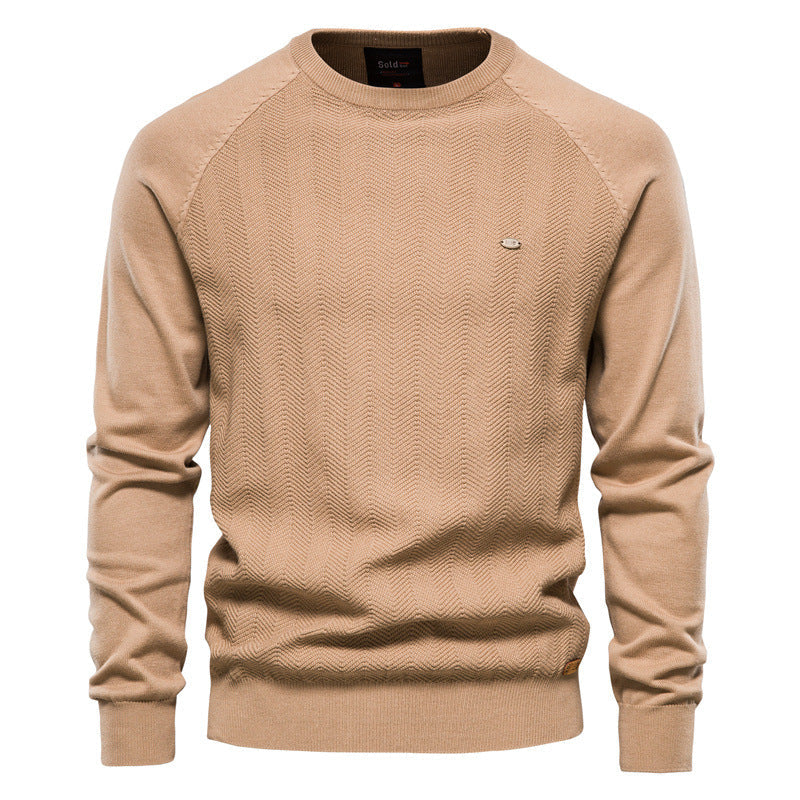 Herren Strickpullover Rundhals Elegantes Zickzackmuster - BerlinGlamour
