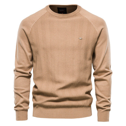 Herren Strickpullover Rundhals Elegantes Zickzackmuster - BerlinGlamour
