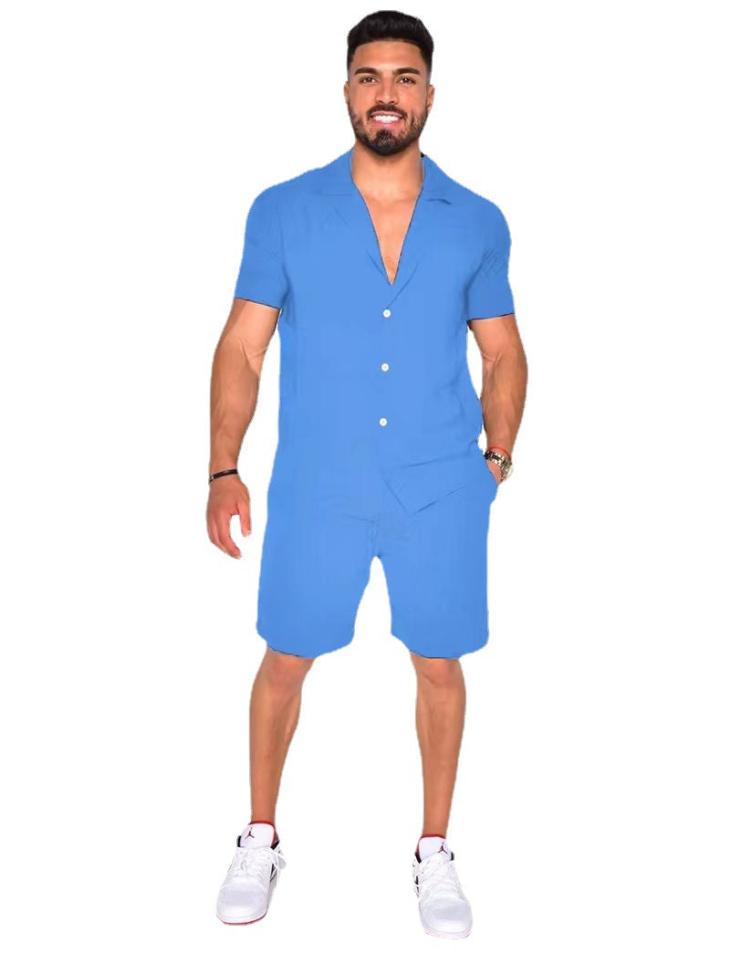 Herren Hemd Kurzarm Button Down Modern Set