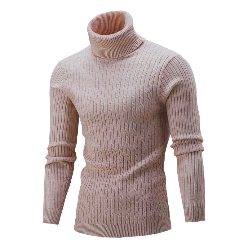 Herren Strickpullover Eleganter Stehkragen Zopfmuster Modern