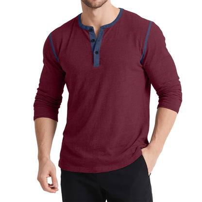 Herren Langarmshirt Modern mit Kontrastknöpfen