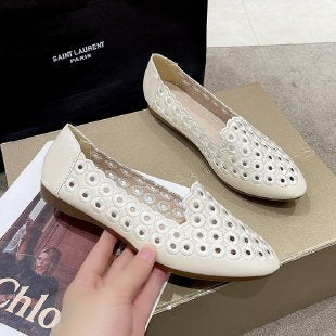 Damen Slipper Atmungsaktiv mit Lochmuster Oberfläche Elegant