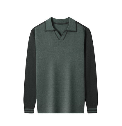Herren Pullover Feinstrick V-Ausschnitt Modern Kontrast