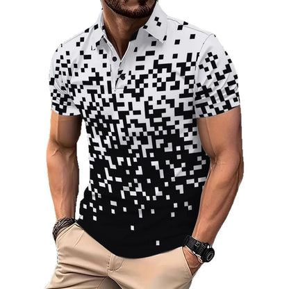 Herren Poloshirt Kurzarm Pixelmuster Modern Berlin