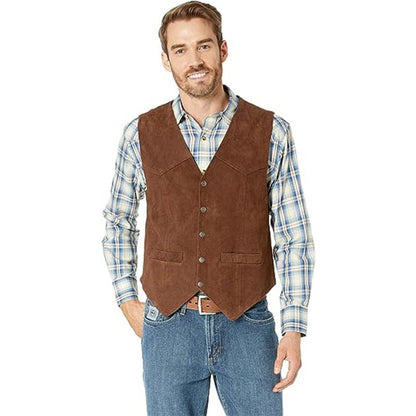 Herren Lederweste Elegante Wildleder schwarz Klassiker