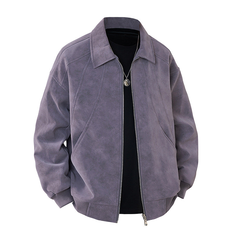 Herren Lederjacke Elegant Wildleder Schnitt Modern