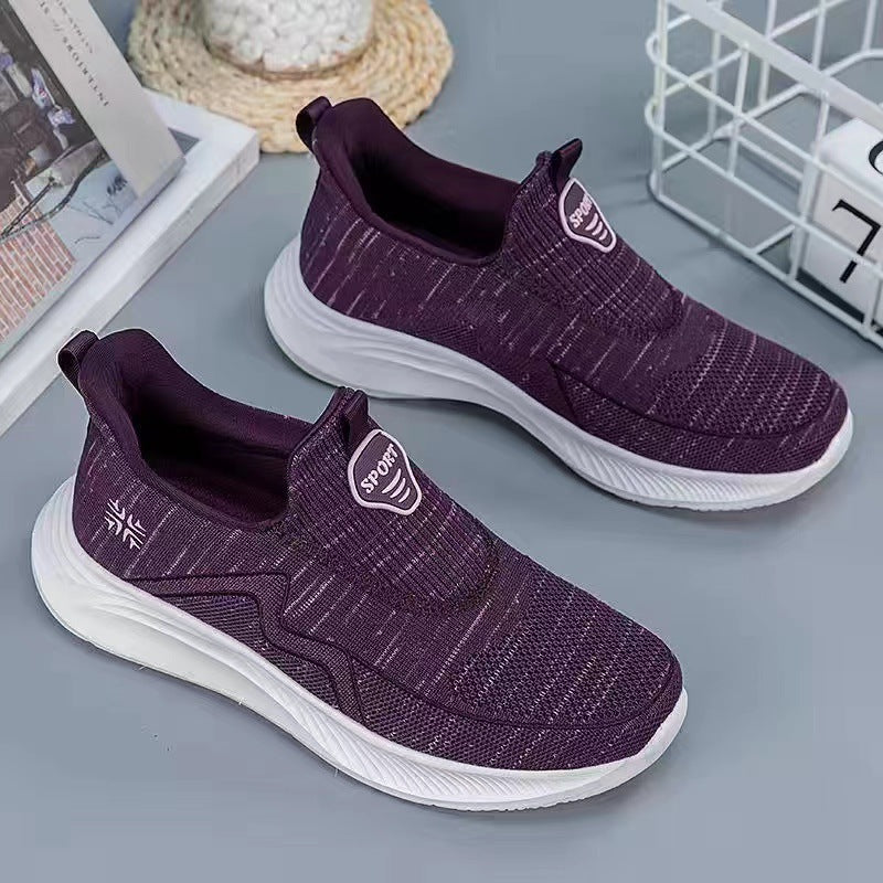 Damen Sneaker Sportlich Atmungsaktiv Elastisch Schwarz