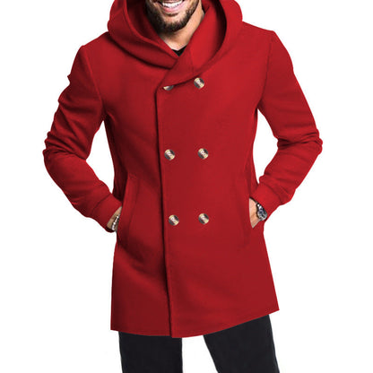 Herren Winterjacke Doppelreihig mit Kapuze Modern