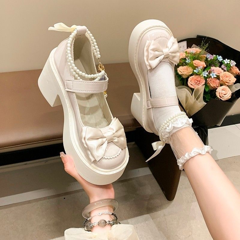 Damen Plateauschuhe Mit Perlenriemen Hochzeitsschuhe Elegant
