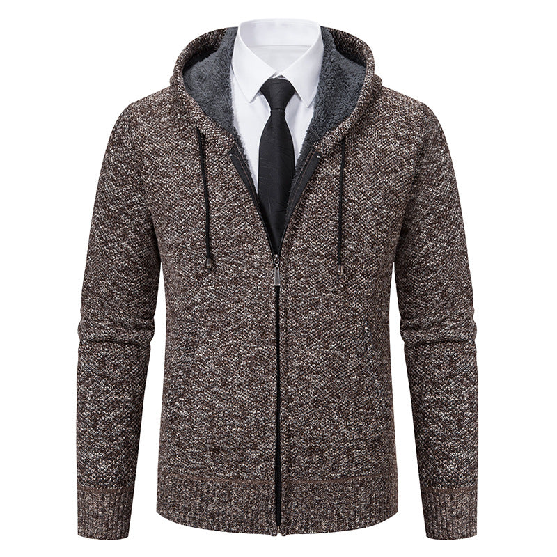 Herren Strickjacke Kapuze Reißverschluss Modern