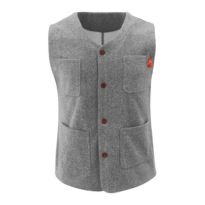 Herren Weste Wollmischung Praktisch Warm Mit Taschen