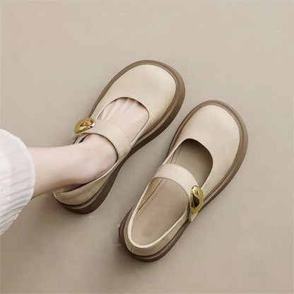 Damen Plateau Ballerinas Elegant Schnalle Modisch Hoch - BerlinGlamour