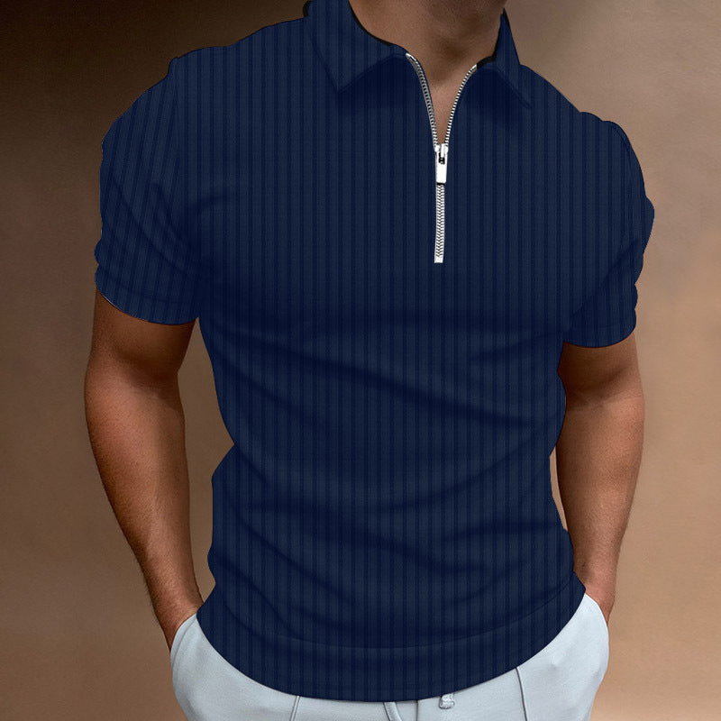 Herren Polo Shirt Kurzarm Reißverschluss Kragen Modern