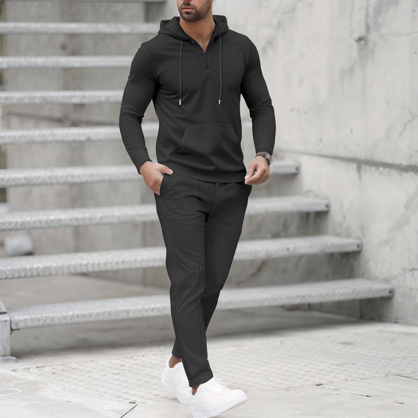 Herren Kapuzen-Sweatset Mit Taschen Modern Sportlich