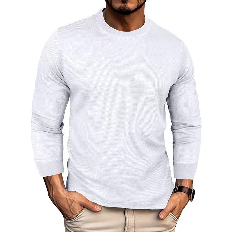 Herren Langarmshirt Strukturiert Rippstoff Elegant