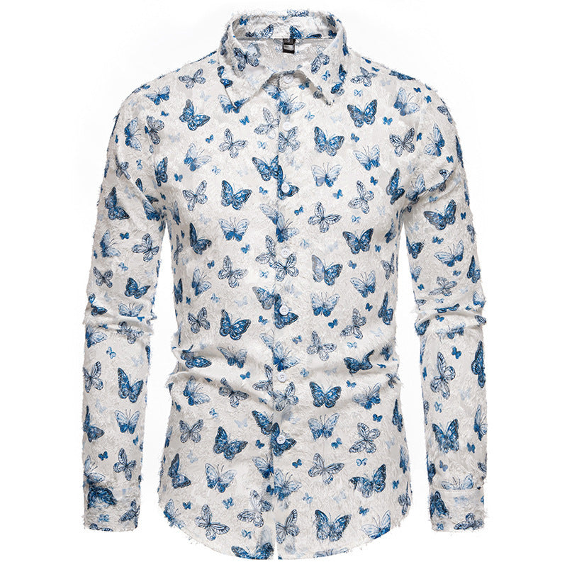Herren Hemd Langarm Floralmuster Modern Elegant