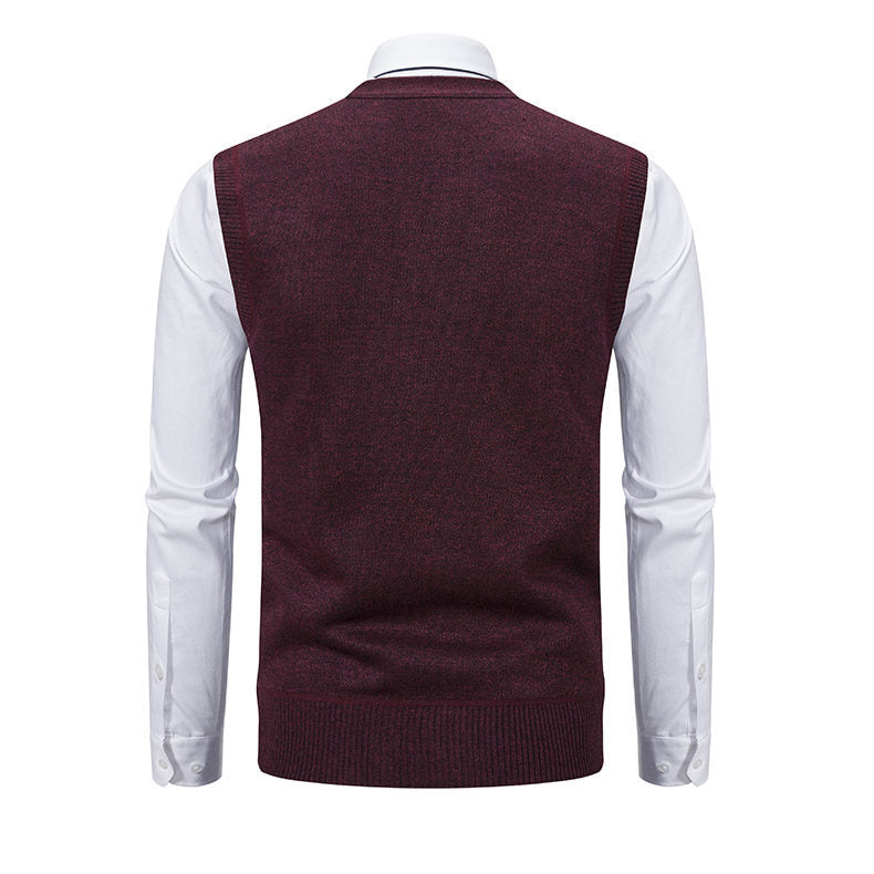 Herren elegante Strickweste mit modernem Rautenmuster und praktischen Taschen BerlinGlamour