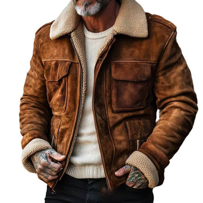 Lederjacke Herren Elegant Warm gefüttert