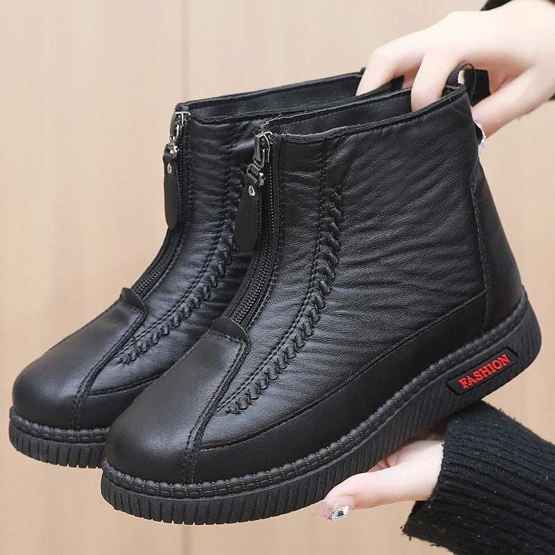 Damen Stiefeletten Modisch Rutschfest Doppelter Reißverschluss